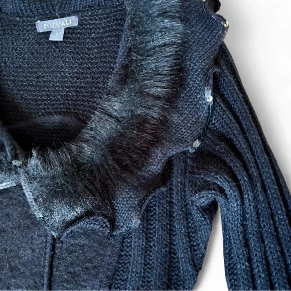 Roz & Ali Women's Cardigan Sweater Dress Small Y2K Fairy Grunge Whimsigoth Black - Picture 4 of 11